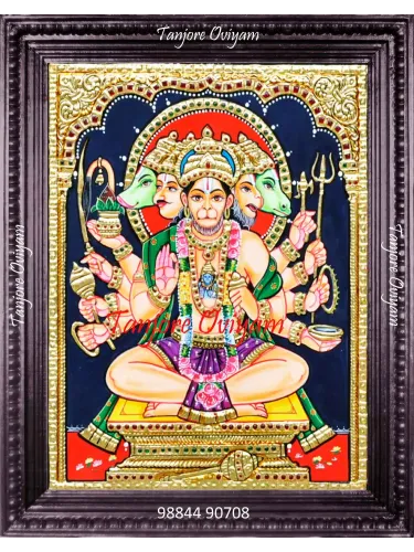 Anjaneyar Tanjore Painting | 5 Face Anjaneyar Painting
